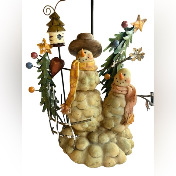 Snowman Christmas tea light votive candle holder lamp folk style snowman - Picture 2 of 13